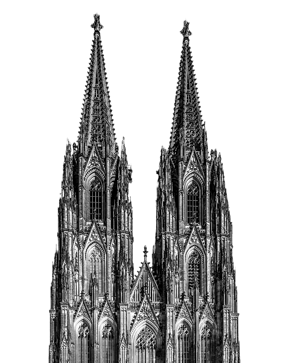 Kölner Dom, Schwarz-Weiß-Aufnahme der Domtürme
